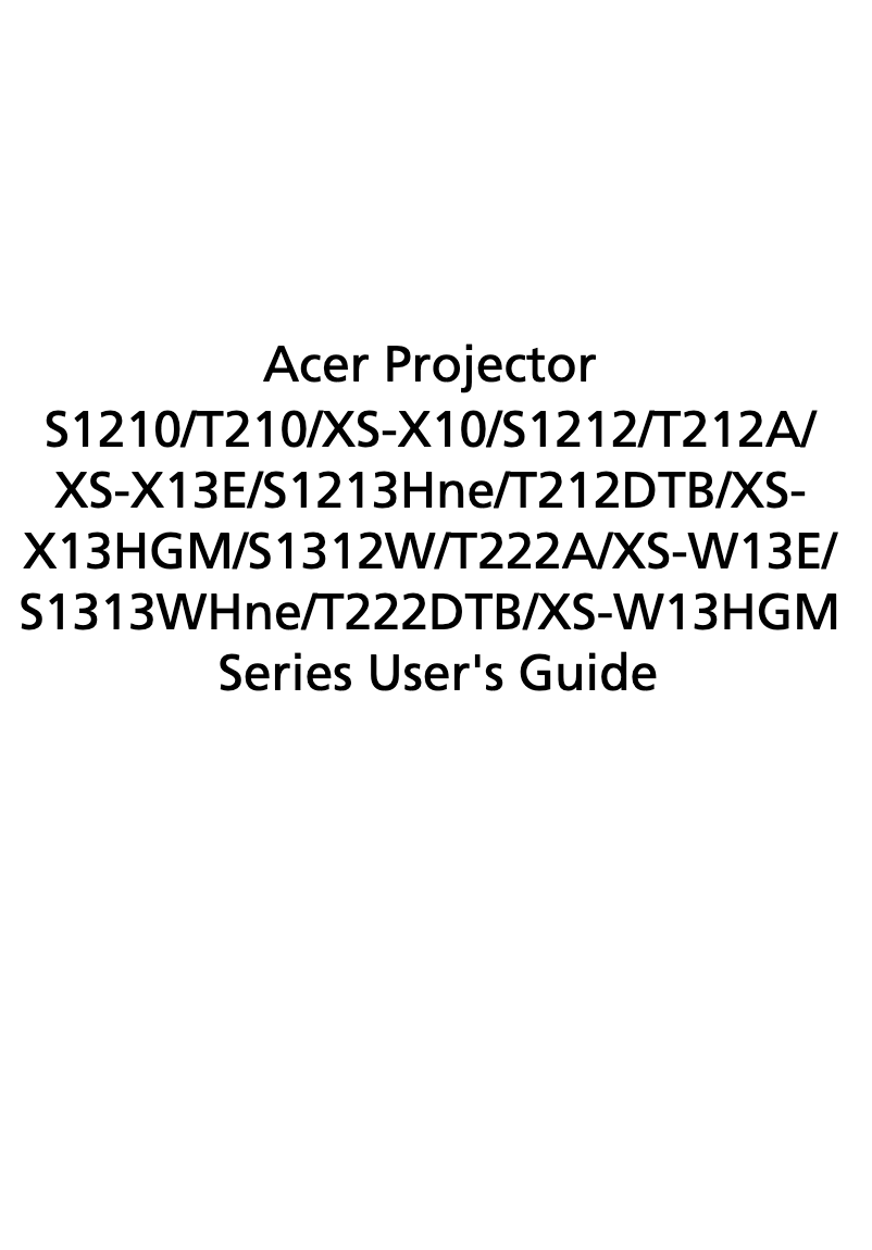 Page 1 de la notice Manuel utilisateur Acer S1212