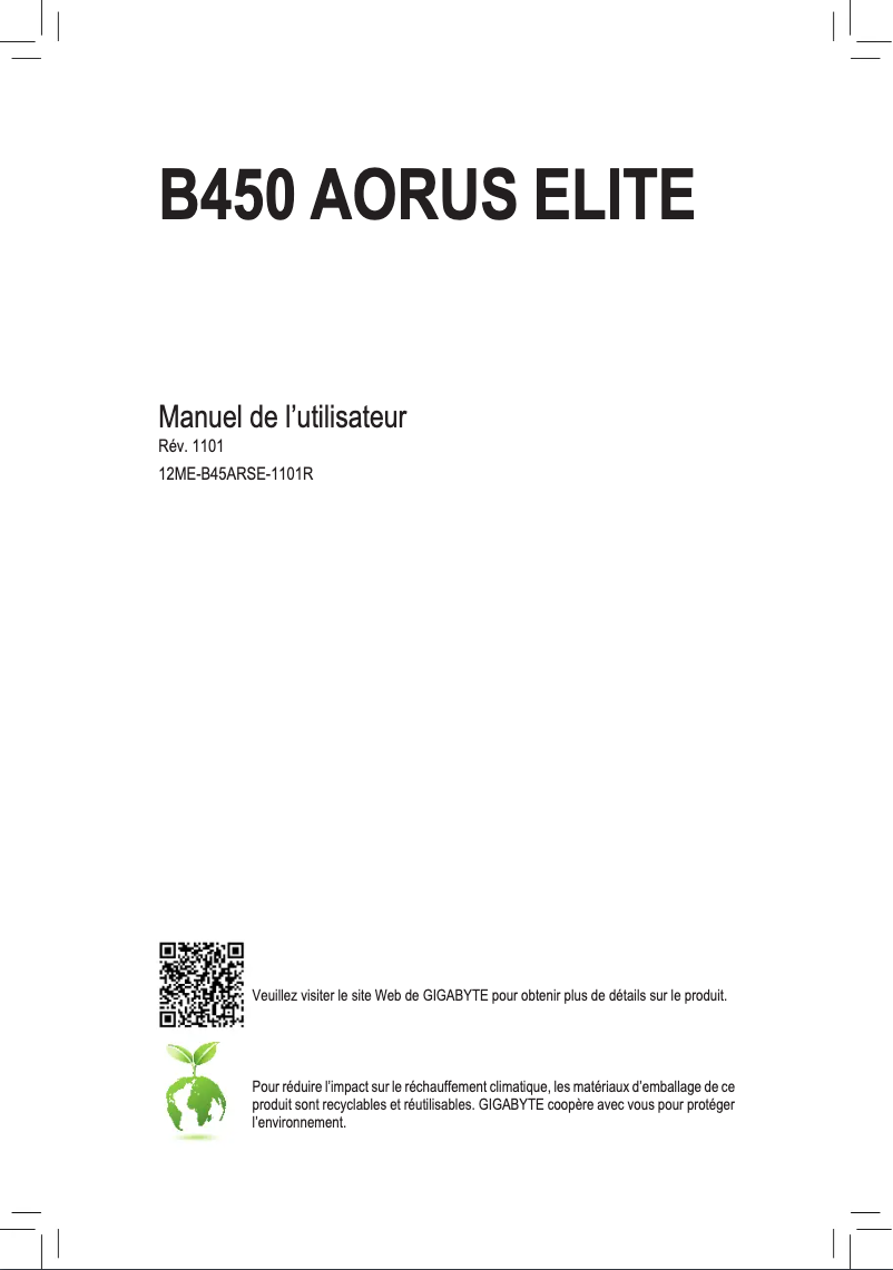 Page n°1 - Manuel utilisateur Gigabyte B450 Aorus Elite