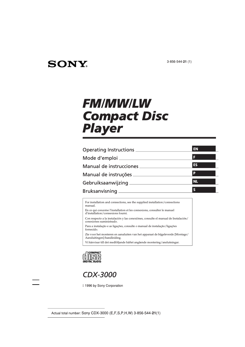 Image de la première page du manuel de l'appareil CDX-3000