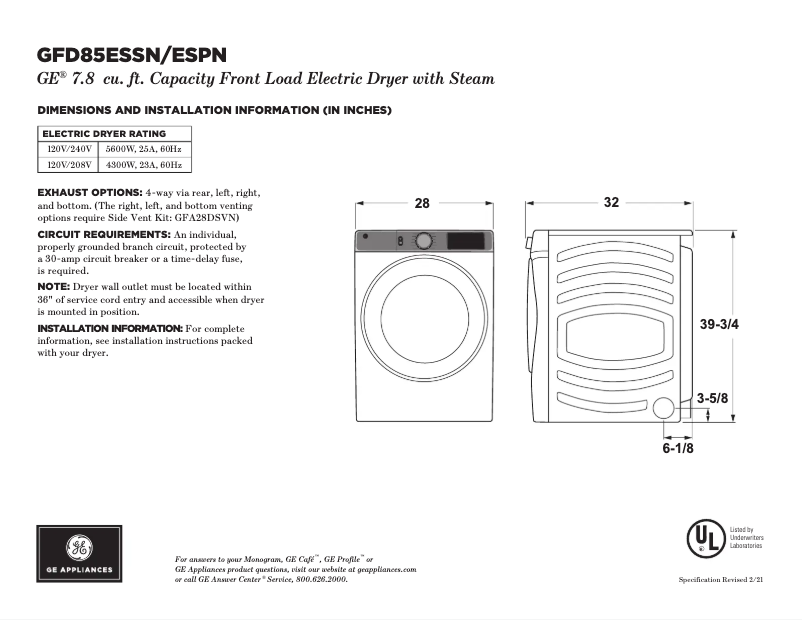 Image de la première page du manuel de l'appareil GFD85ESPNRS