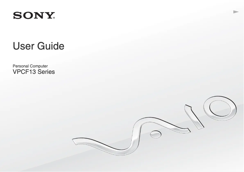 Page n°1 - Manuel utilisateur Sony Vaio VPCF13NFX