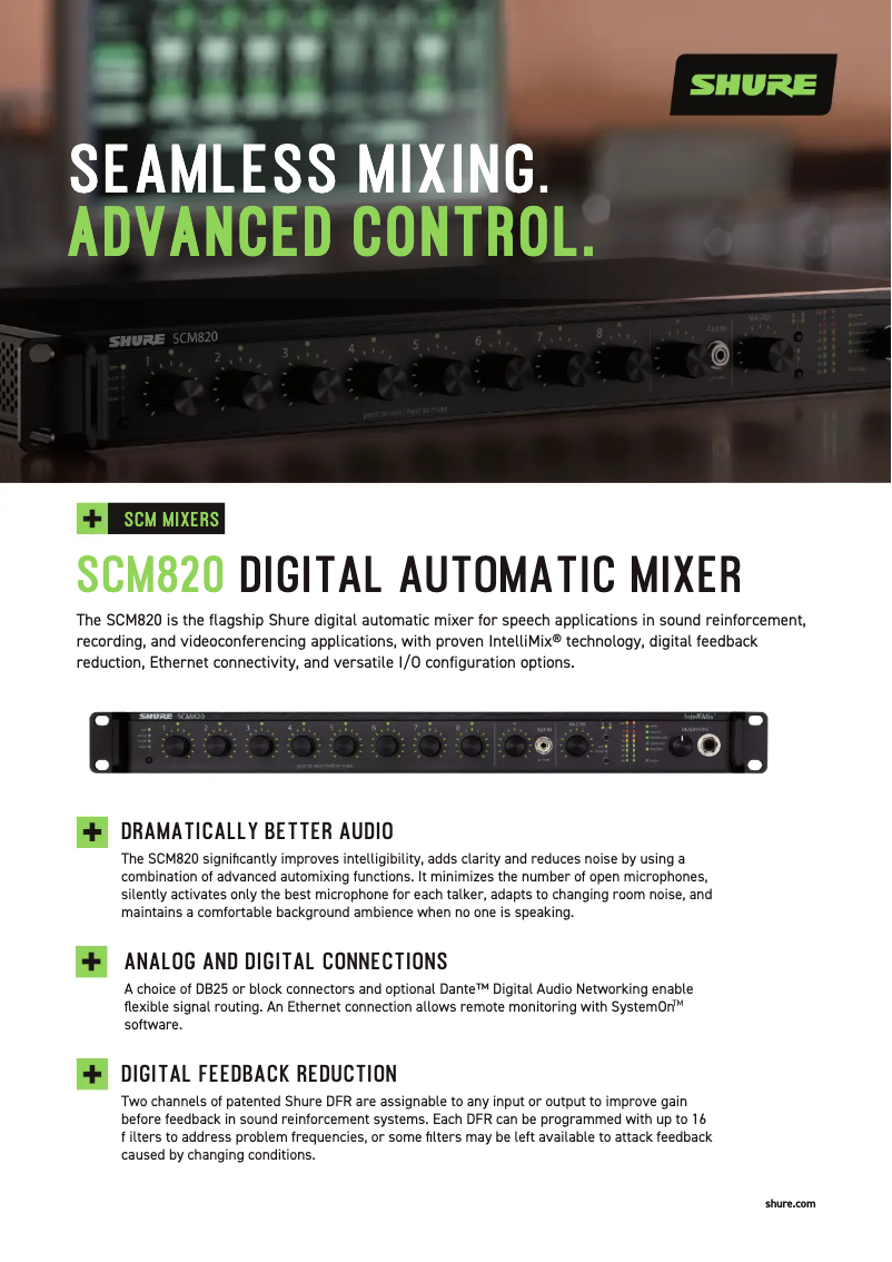 Página 1 del manual Folleto Shure SCM820