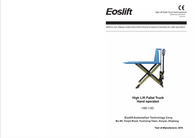 Page n°1 - Manuel utilisateur Eoslift I15D