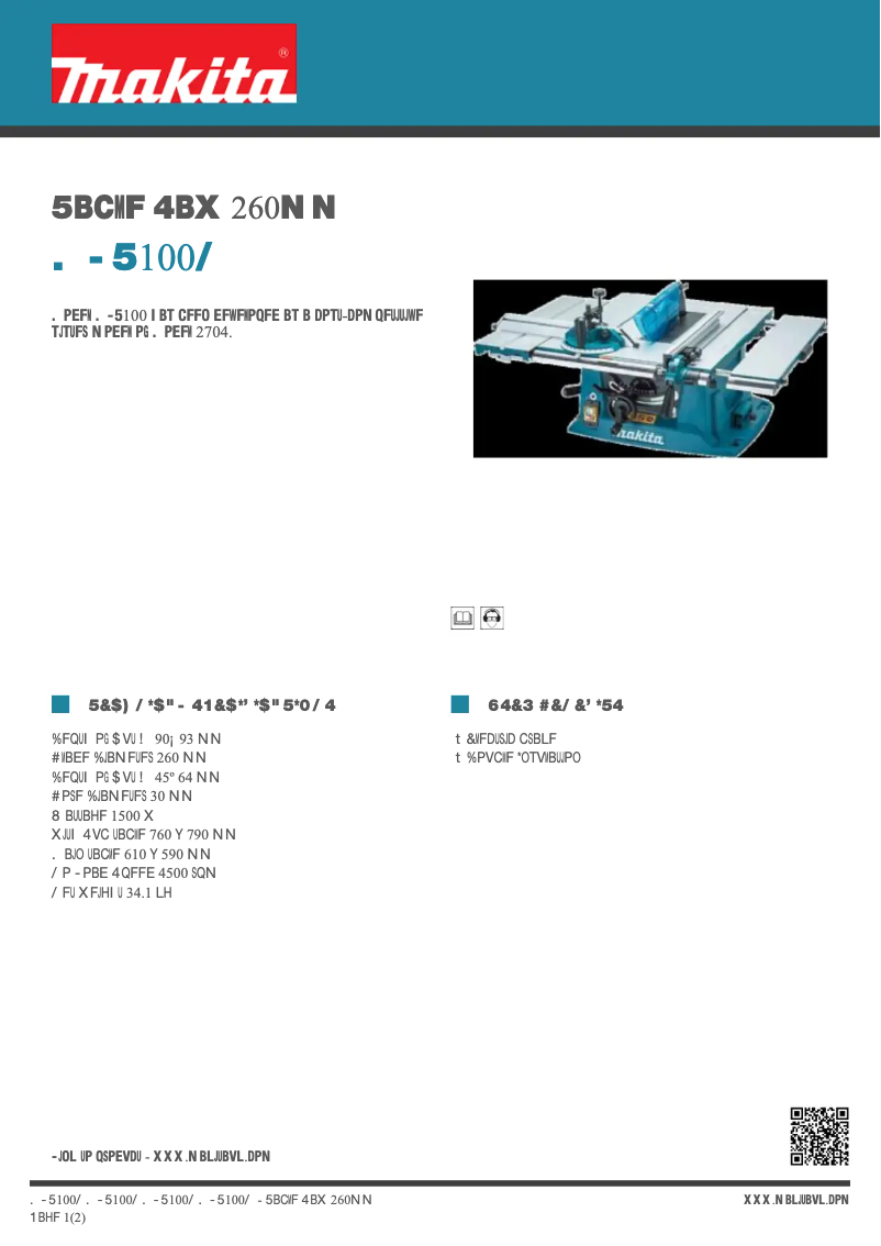 Page n°1 - Fiche technique Makita MLT100N