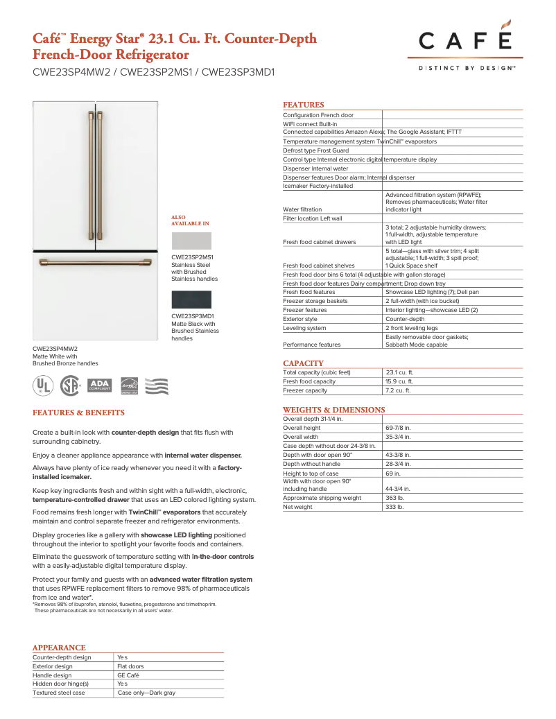 Image de la première page du manuel de l'appareil CWE23SP2MS1