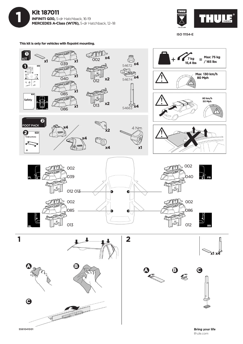 Page n°1 - Manuel utilisateur Thule Kit 187011