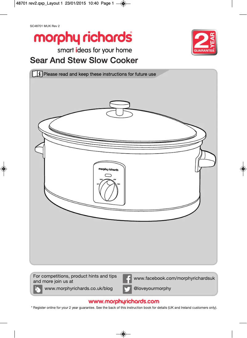 Página 1 del manual Manual de usuario Morphy Richards Accents 48702