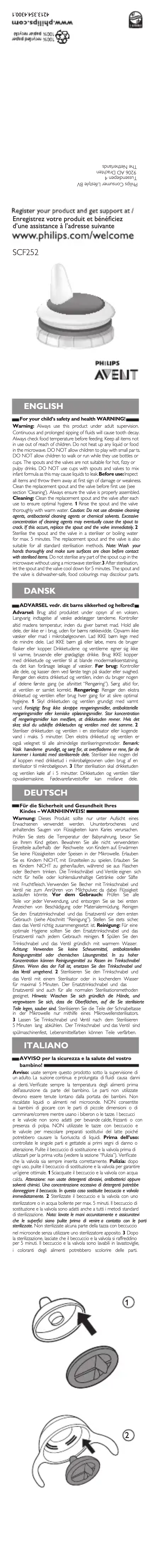 Page 1 de la notice Manuel utilisateur Philips AVENT SCF252