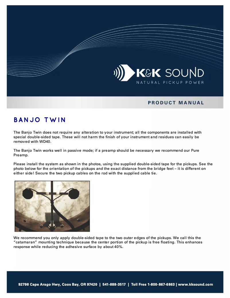 Page n°1 - Manuel utilisateur K&K Sound Banjo Twin
