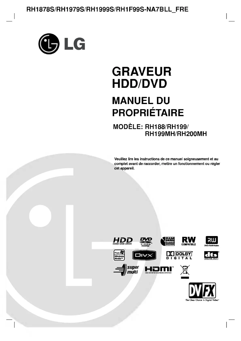 Page n°1 - Manuel utilisateur LG RH1878S