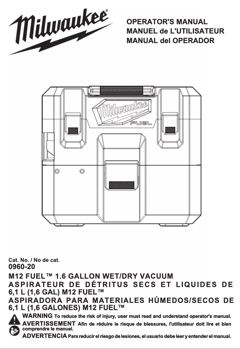 Page n°1 - Manuel utilisateur Milwaukee 0960-20