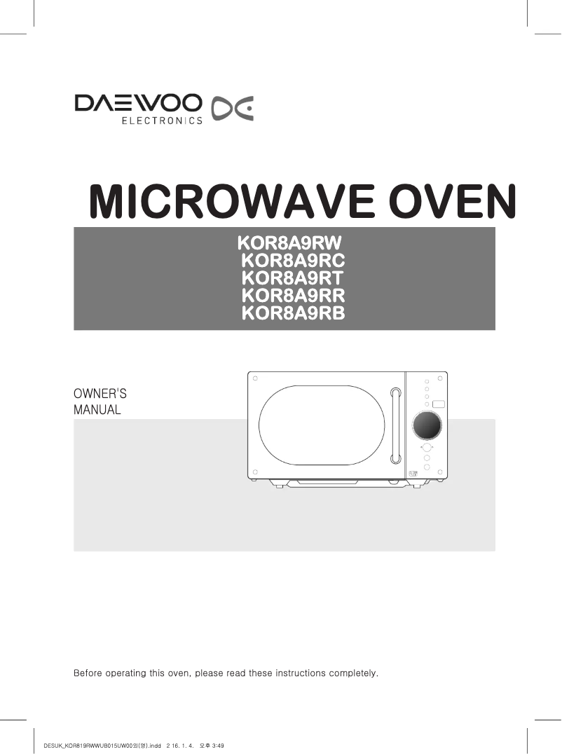 Page 1 de la notice Manuel utilisateur Daewoo KOR-9GQR