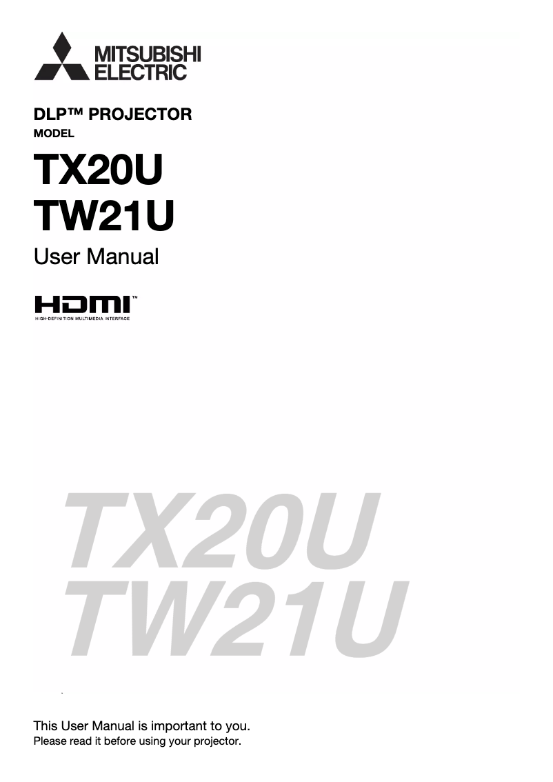 Image de la première page du manuel de l'appareil TX20U