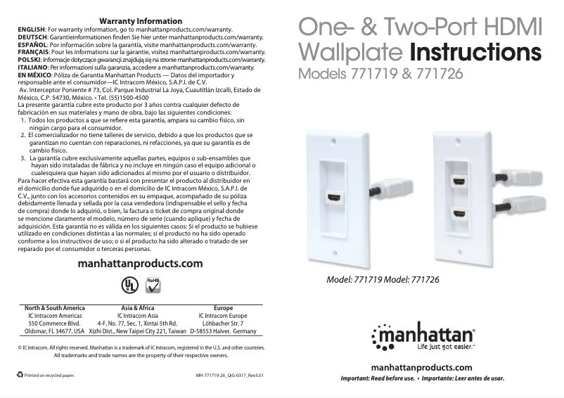 Página 1 del manual Manual de usuario Manhattan 771719