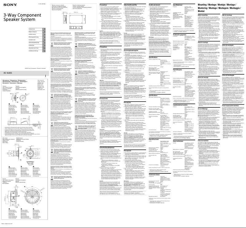 Page 1 de la notice Manuel utilisateur Sony XS-163ES