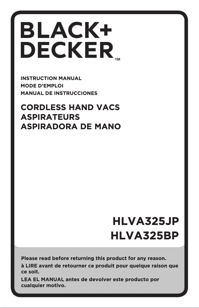 Page 1 de la notice Manuel utilisateur Black & Decker HLVA325JP07