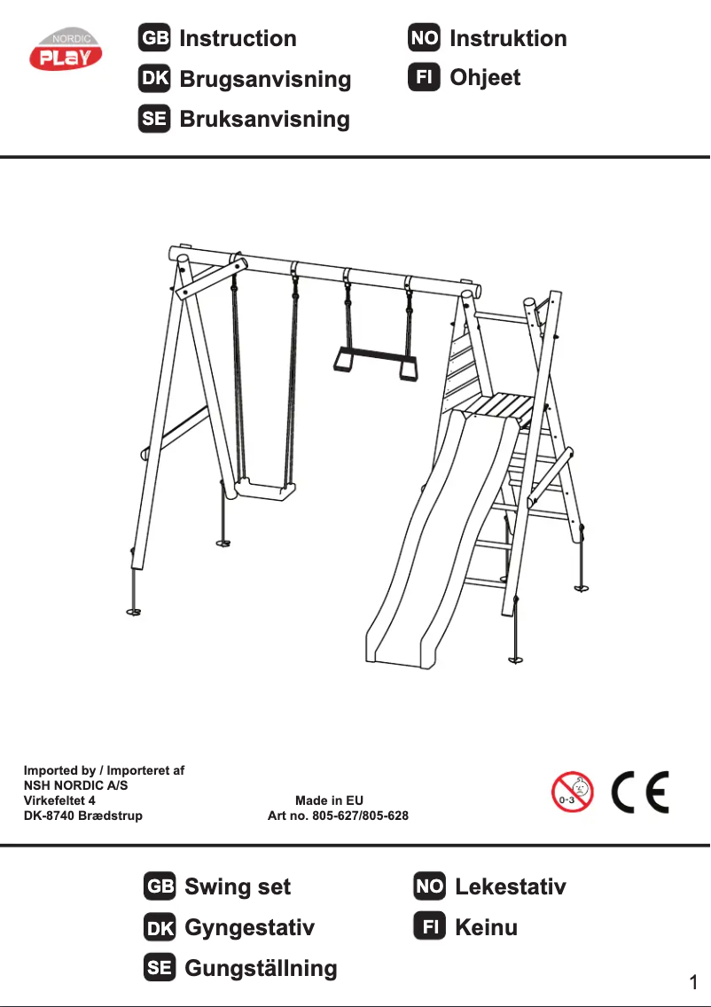Page n°1 - Manuel utilisateur Nordic Play 805-628