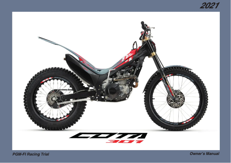 Page 1 de la notice Manuel utilisateur Honda Montesa Cota 301RR (2021)