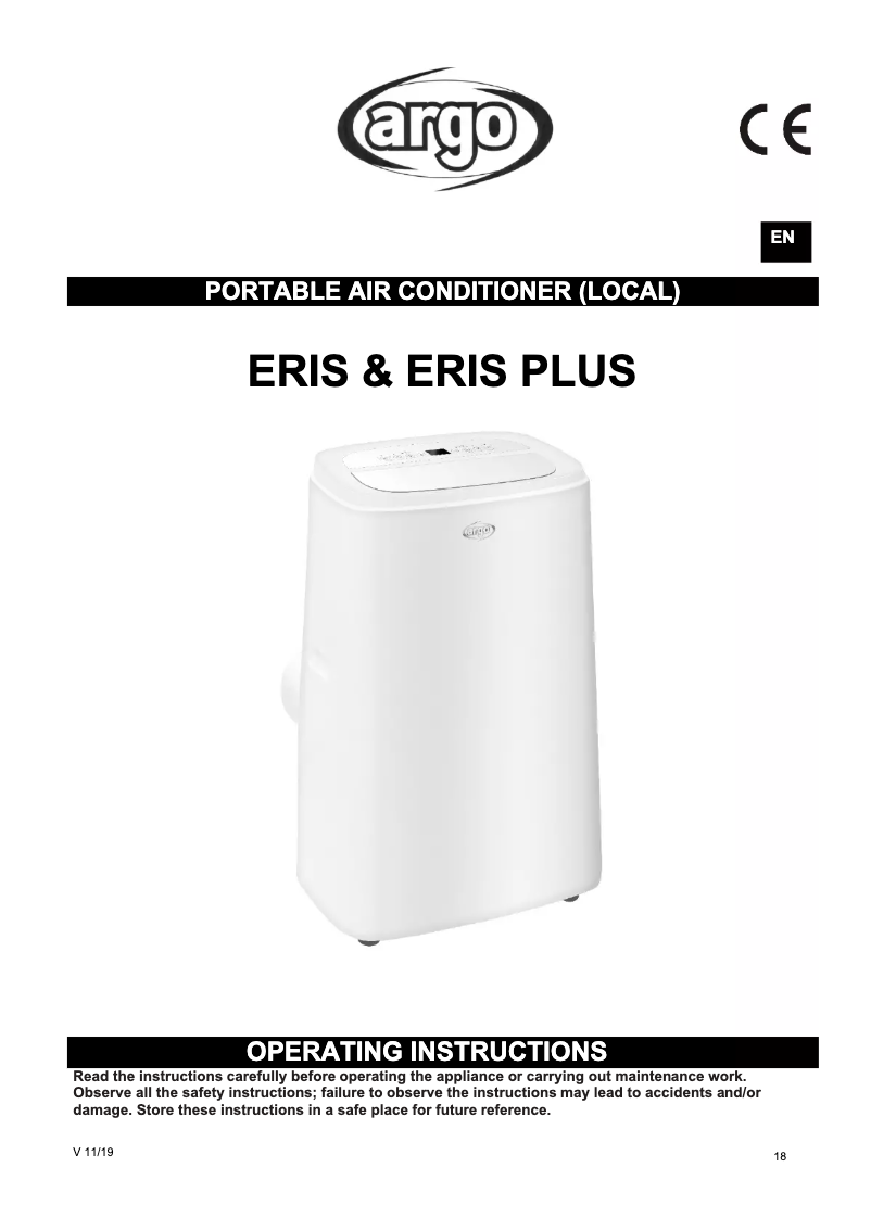 Page 1 de la notice Mode d'emploi Argoclima Eris