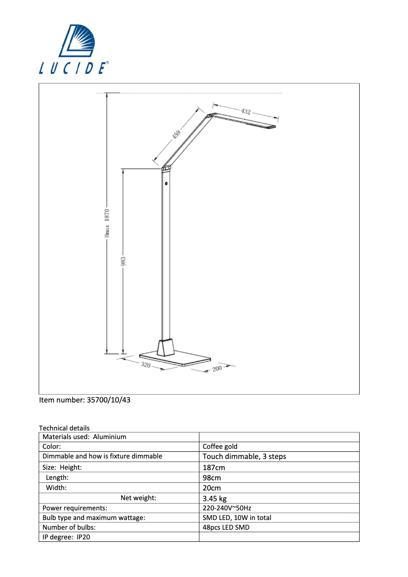 Page n°1 - Manuel utilisateur Lucide Flatt 35700/10/43
