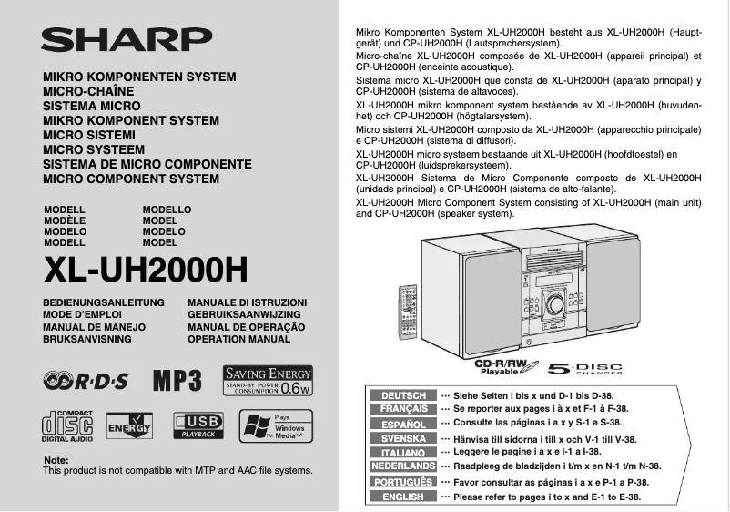 Image de la première page du manuel de l'appareil XL-UH2000H