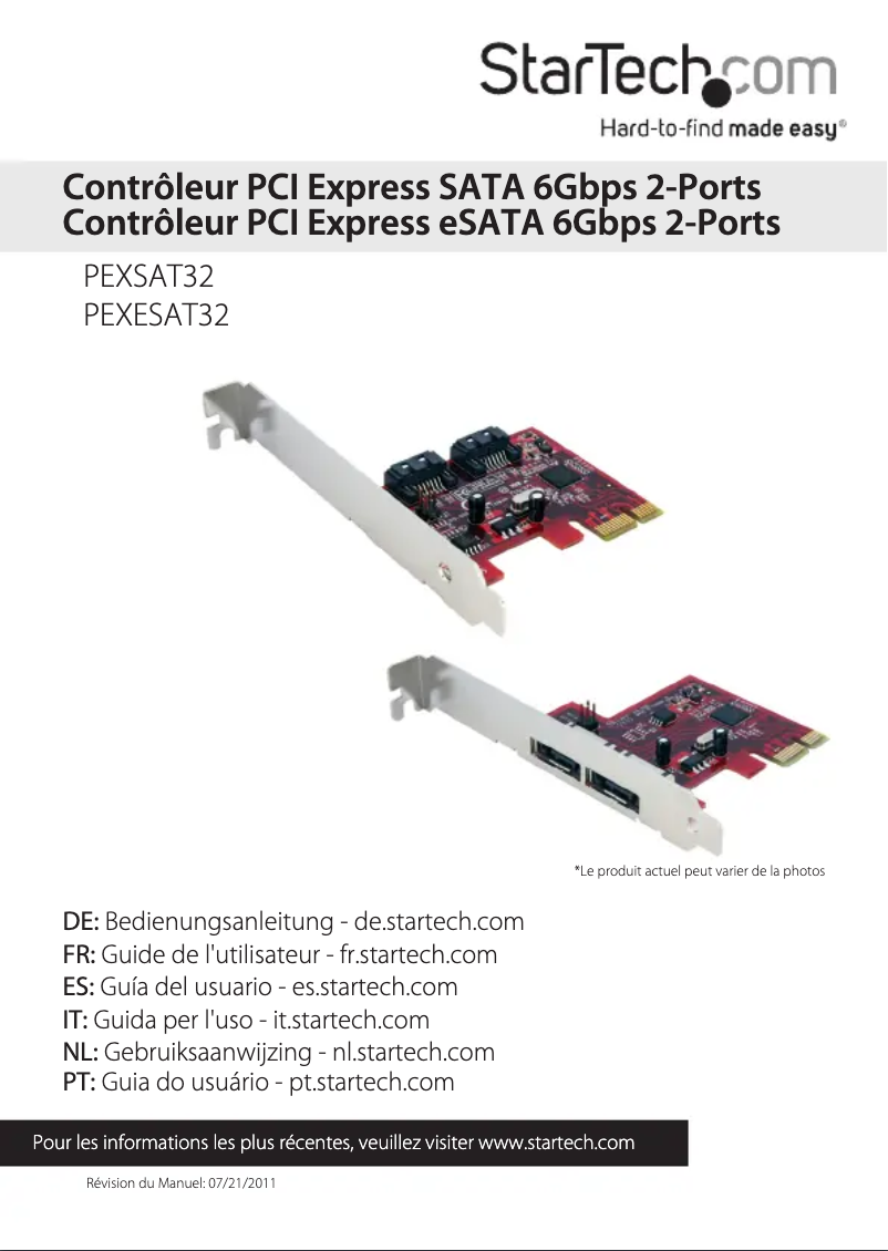 Page 1 de la notice Manuel utilisateur StarTech.com PEXSAT32