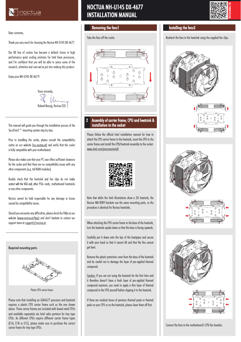 Page 1 de la notice Manuel utilisateur Noctua NH-U14S DX-4677