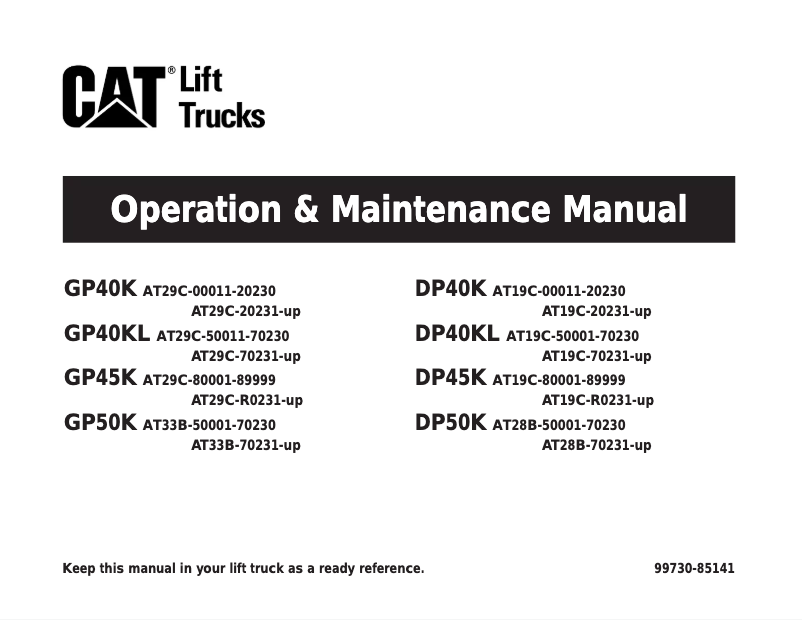 Page 1 of the manual User Manual CAT GP40KL