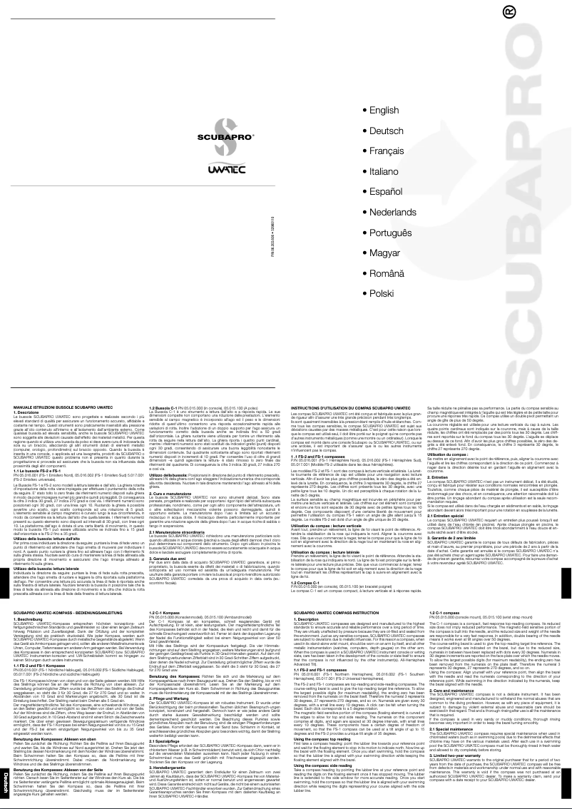 Page n°1 - Manuel utilisateur Uwatec FS-2