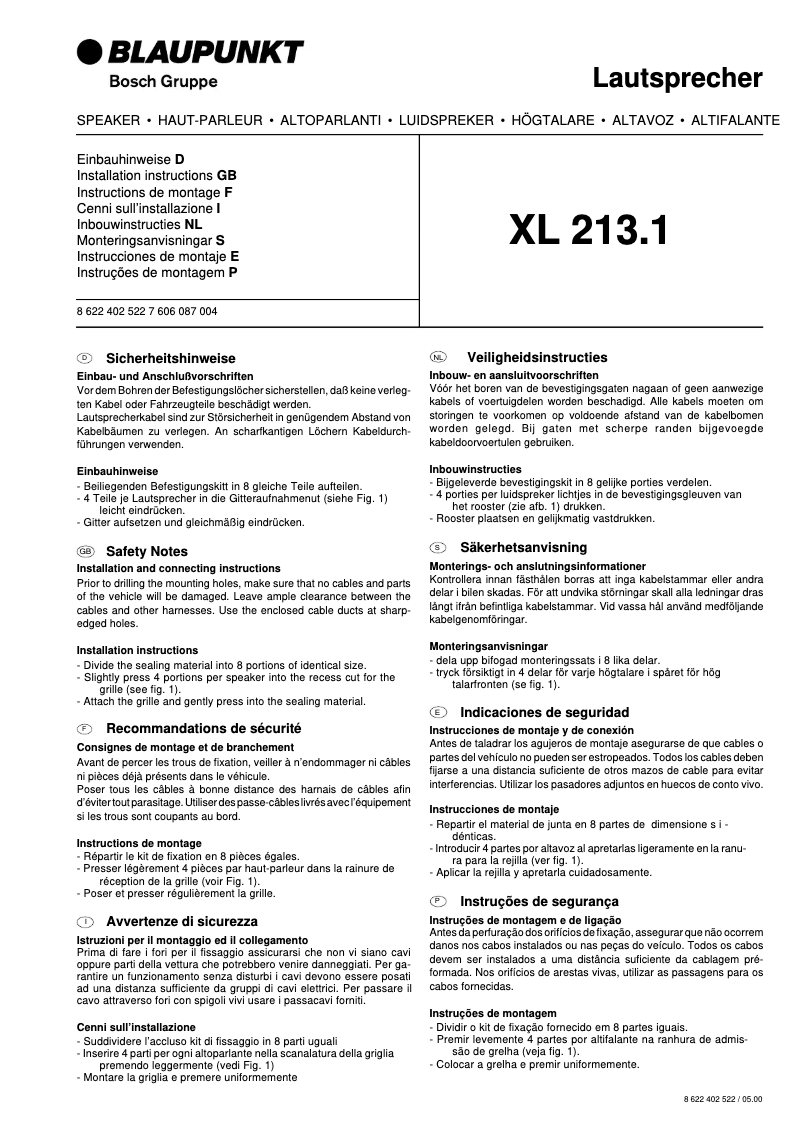 Image de la première page du manuel de l'appareil XL 213 SET
