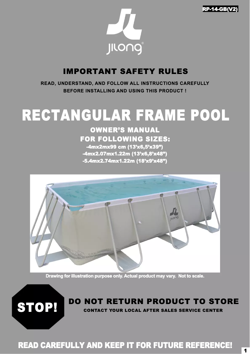 Page 1 de la notice Manuel utilisateur JILONG Rectangular (400x207x122)