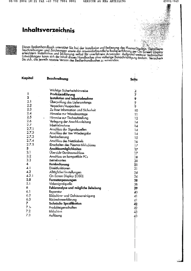 Page n°1 - Manuel utilisateur Gericom GTV4201