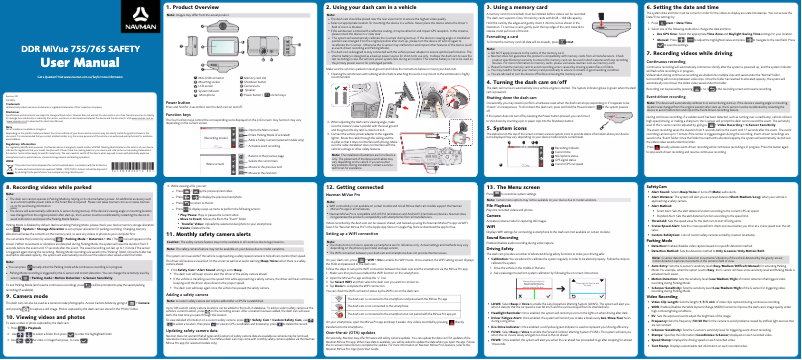 Page 1 de la notice Manuel utilisateur Navman MiVue 755