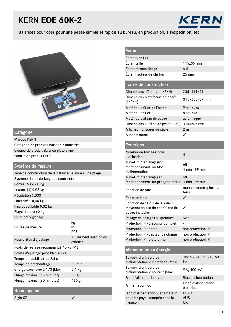 Image de la première page du manuel de l'appareil EOE 60K-2B