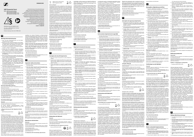 Image de la première page du manuel de l'appareil HSP Essential Omni