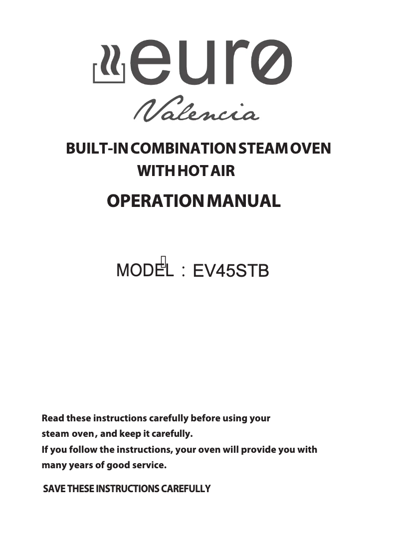 Page n°1 - Manuel utilisateur Euro Appliances EV45STB