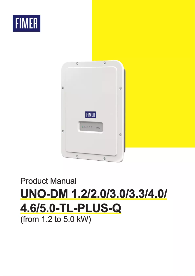 Page n°1 - Manuel utilisateur FIMER UNO-DM-3.0-TL-PLUS-Q