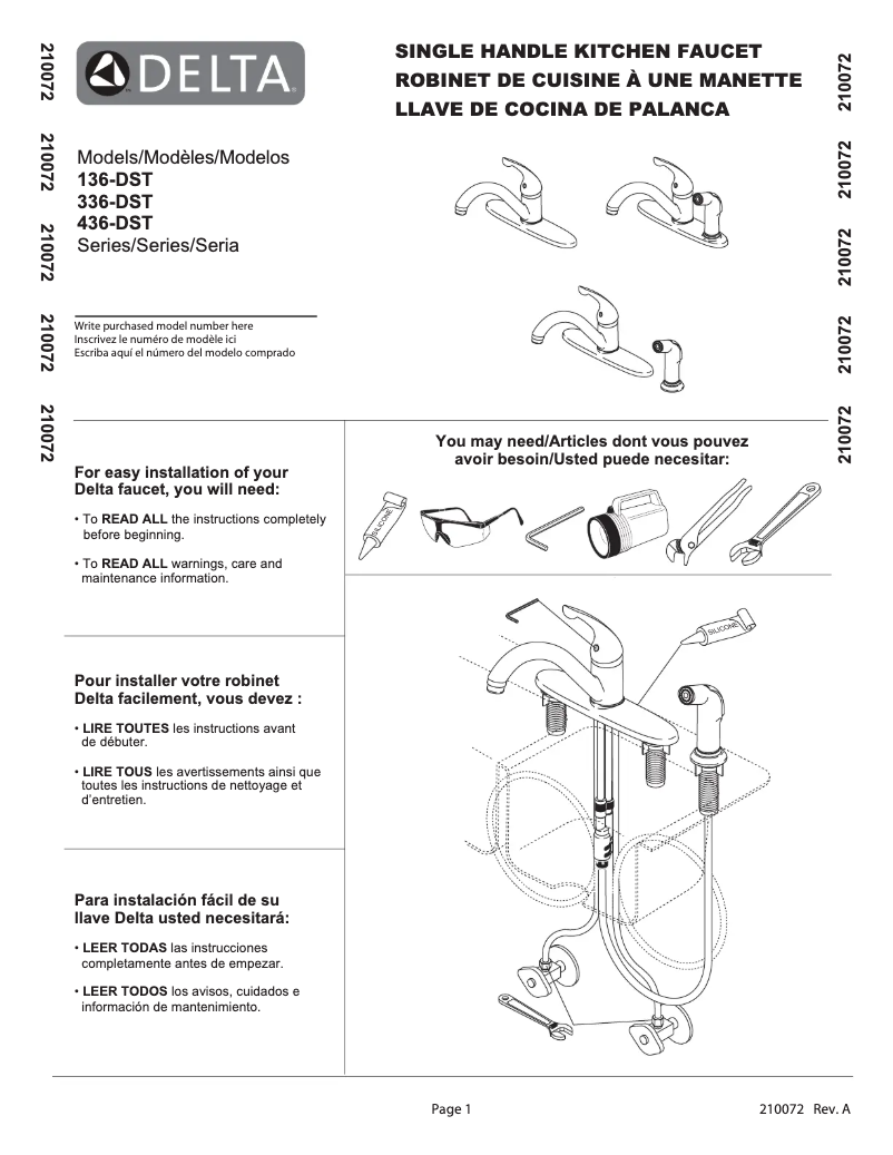 Page 1 de la notice Manuel utilisateur Delta 136-TP-DST