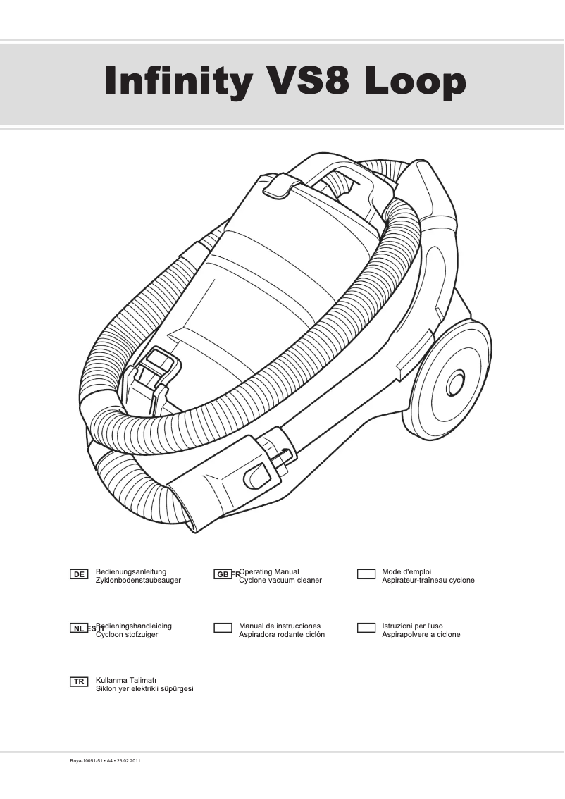 Image de la première page du manuel de l'appareil Infinity VS8 Carbon M5038-1