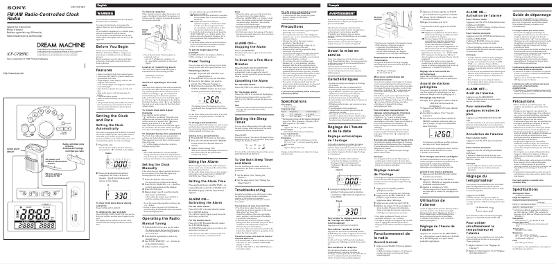 Image de la première page du manuel de l'appareil ICF-C795RC