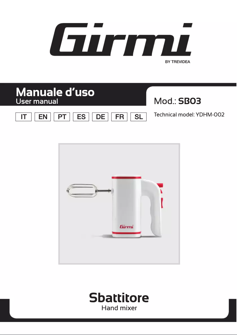 Page n°1 - Manuel utilisateur Girmi SB03