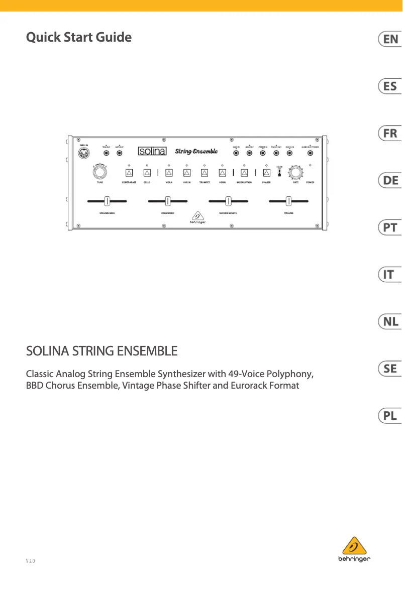 Page 1 de la notice Manuel utilisateur Behringer Solina String Ensemble