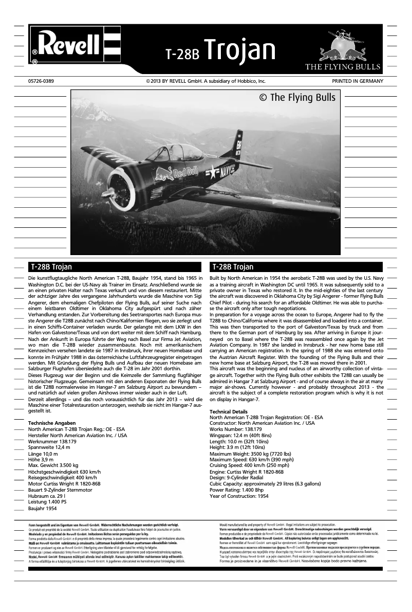 Page 1 de la notice Manuel utilisateur Revell T-28 Trojan Flying Bulls