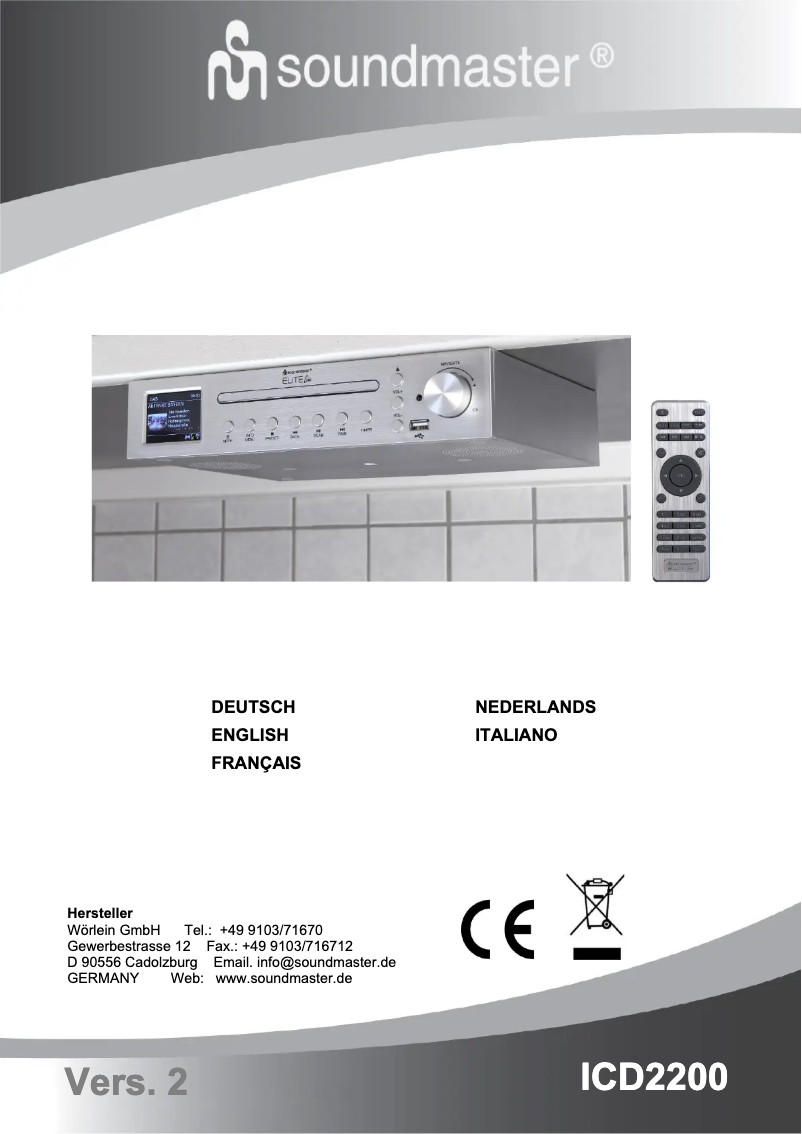 Page 1 de la notice Manuel utilisateur Soundmaster ICD2200