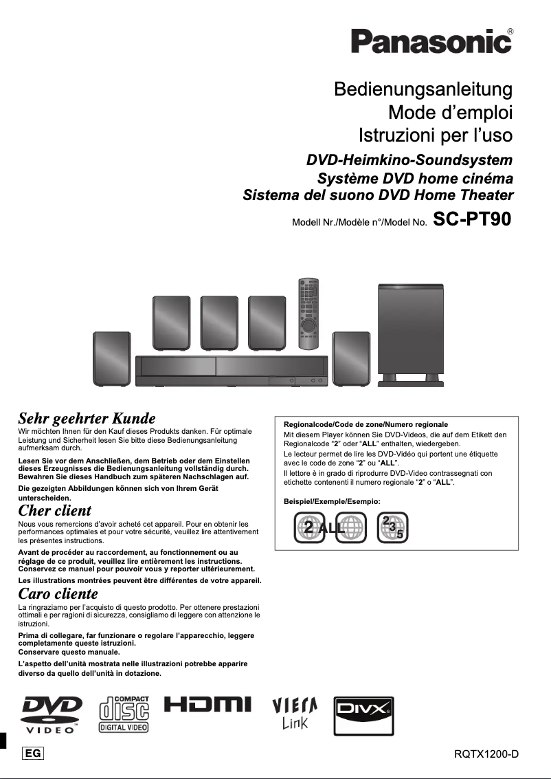 Página 1 del manual Manual de usuario Panasonic SC-PT90