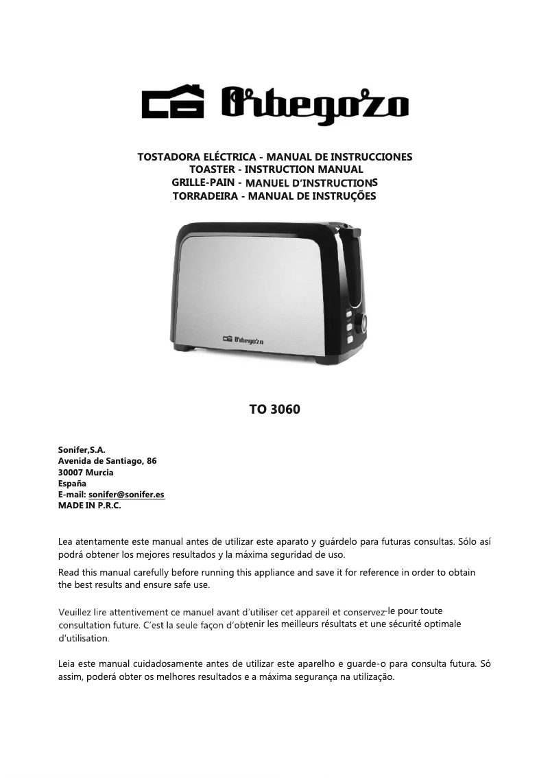 Image de la première page du manuel de l'appareil TO 3060