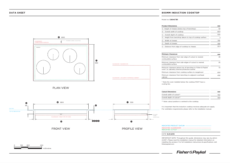 Page n°1 - Fiche technique Fisher & Paykel CI804CTB1