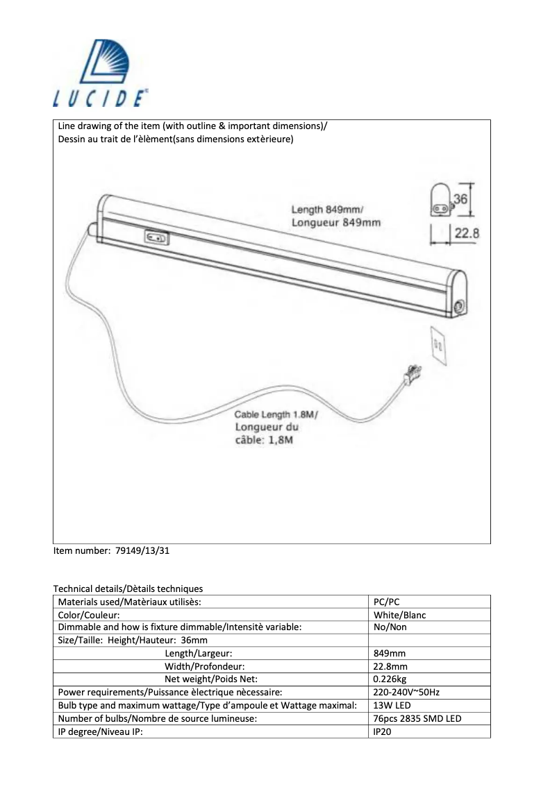 Image de la première page du manuel de l'appareil Kinny-LED