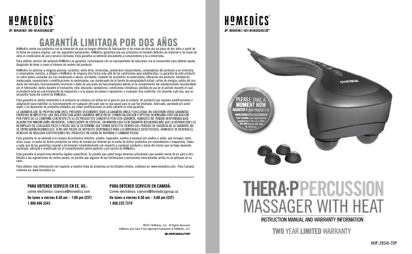 Page 1 de la notice Manuel utilisateur Homedics HHP-285H