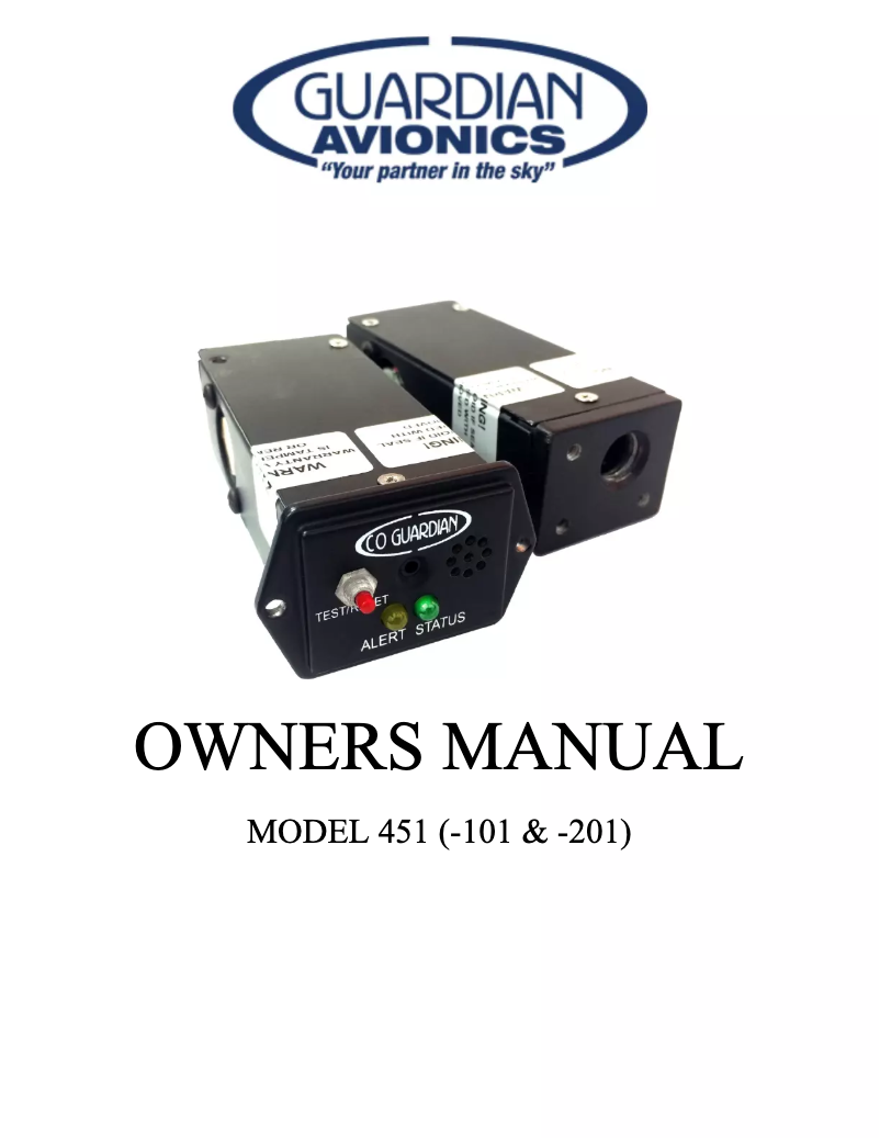 Page n°1 - Manuel utilisateur Guardian Avionics 451-101